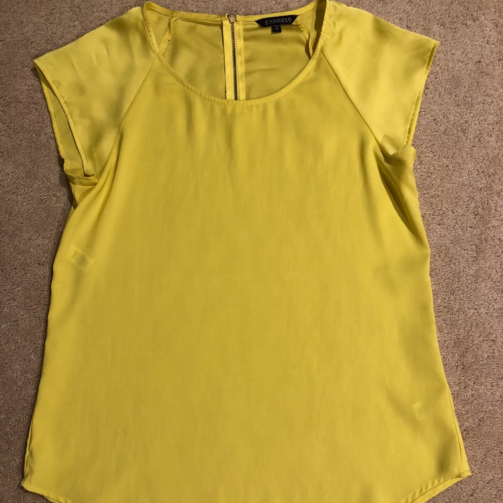 Express Short Sleeve Yellow Work Blouse
